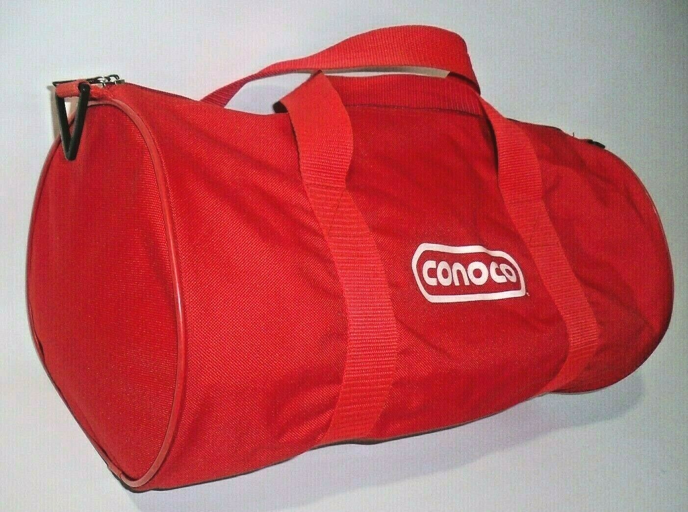 Vintage Conoco Red Canvas Duffle Gym Bag, Rare!