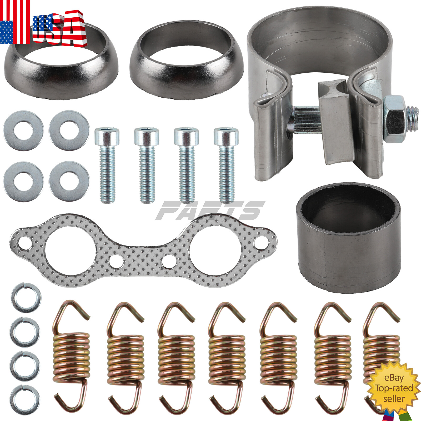 Exhaust Muffler Gasket Seal Spring Kit for Polaris Ranger RZR 800 EFI 2008-2010