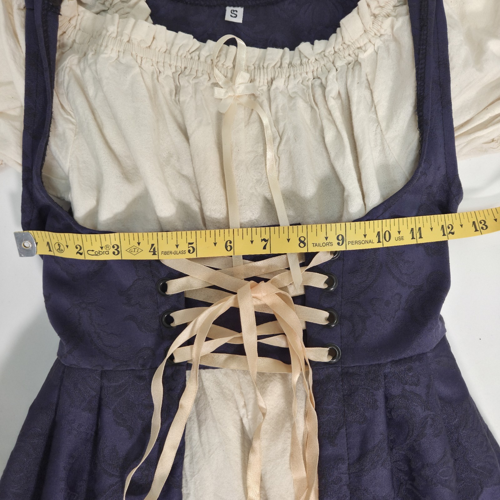 Medieval Renaissance Festival 2 Piece Maiden Youth Dress Small Blue And White