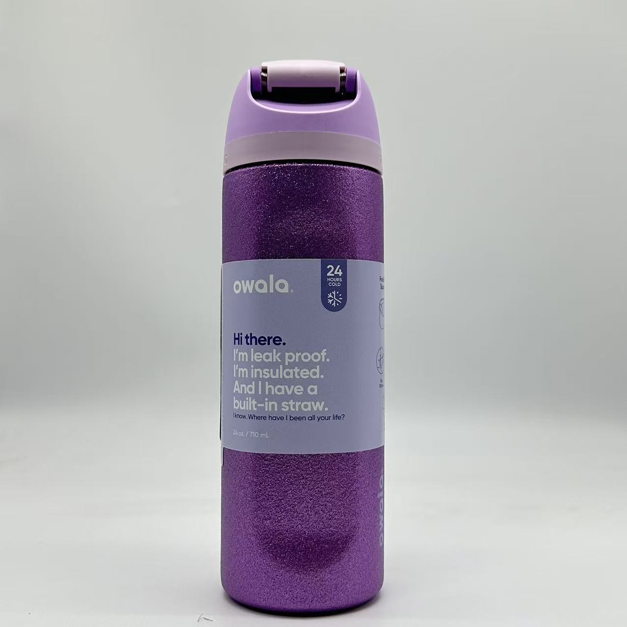 Owala FreeSip So Eggstra Limited Edition Shimmery Purple Water Bottle - New