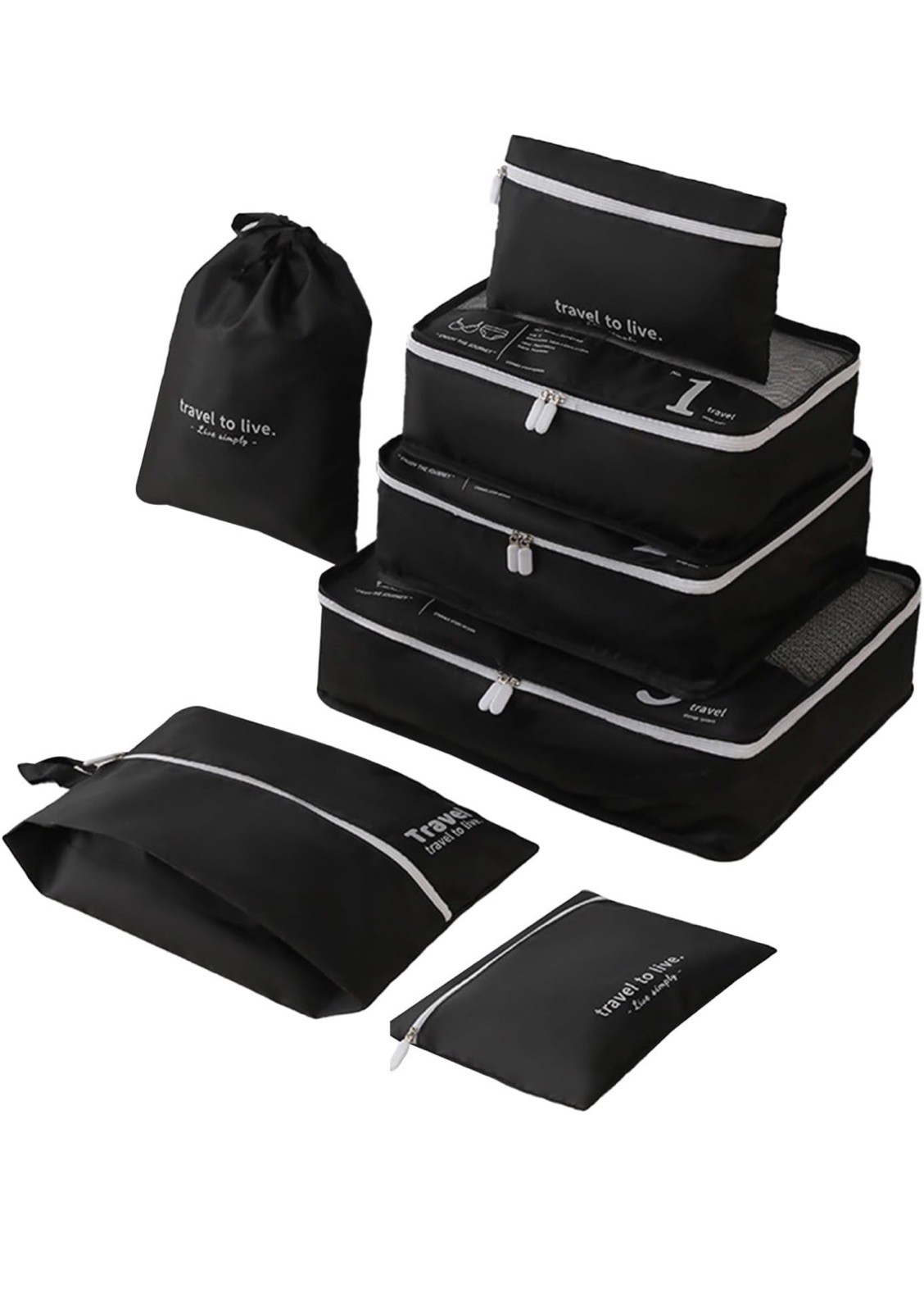 7pcs Travel Packing Cubes Set Organizer Bags for Luggage Clothes Shoes Toiletry