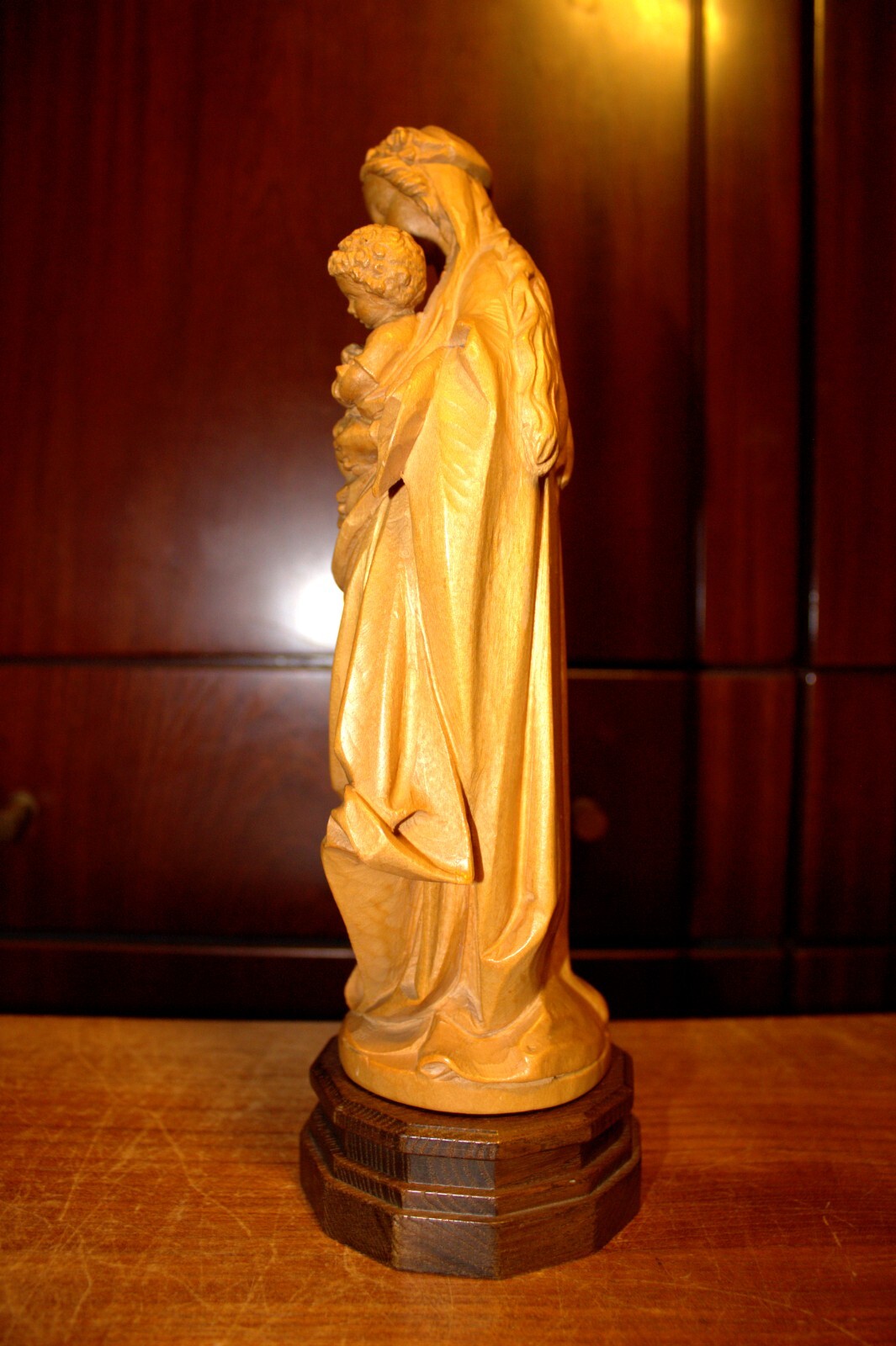 VTG ANRI 11" HAND CARVED WOOD OUR LADY VIRGIN MARY JESUS STATUE SCULPTURE FIGURE