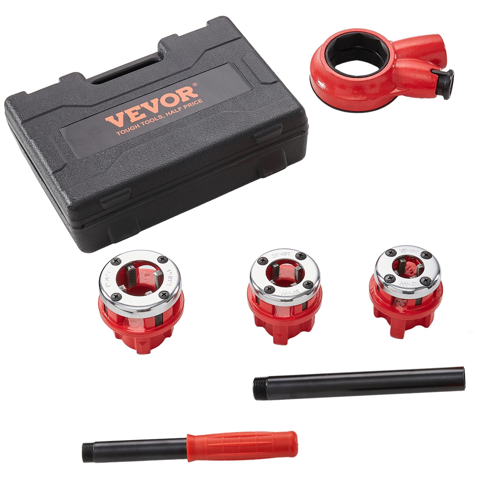 VEVOR Ratchet Pipe Threader Kit Pipe Threading Tool 1/2" NPT, 3/4" NPT, 1" NPT