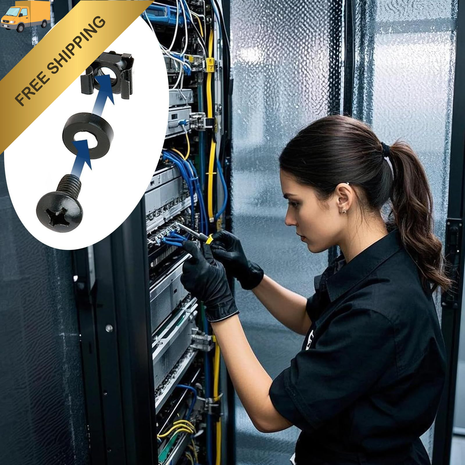 46 Sets M6 x 16mm Rack Mount Cage Nuts and Screws with Washers for Server Rack