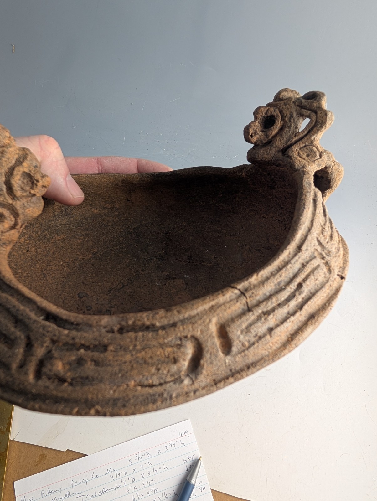 PRE COLUMBIAN TAINO POTTERY EFFIGY BOWL