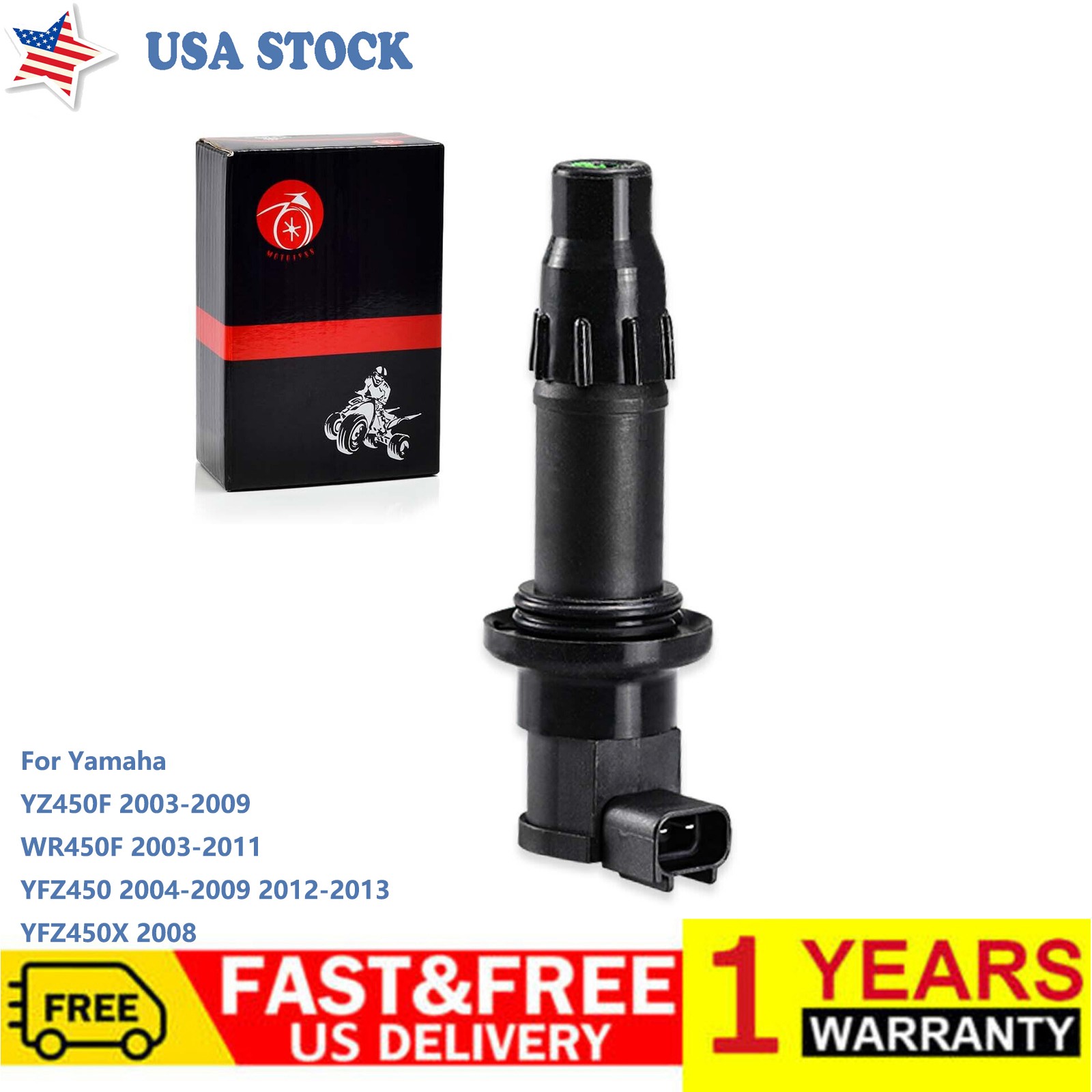 Ignition Coil For Yamaha YFZ450 2004-2009 2012-2013 YFZ450X 2008 5TA-82310-10-00