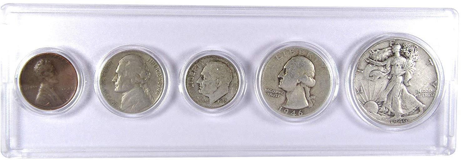 1946 Year Set 5 Coins in Circulated or Better Condition Collectible Gift Set