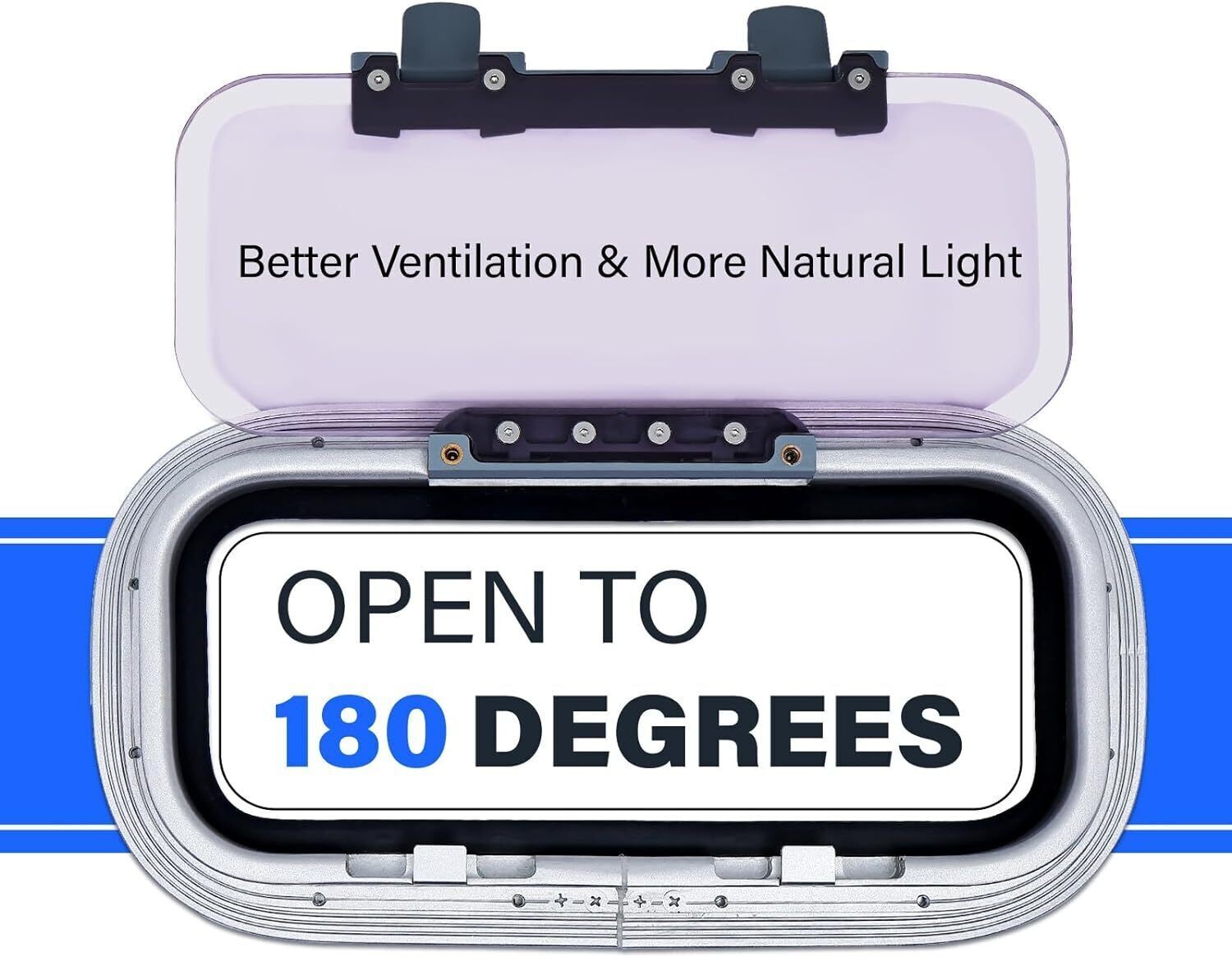 14.5" x 7.6" Rectangular Deck Hatch Anodized Aluminum Boat Porthole Window