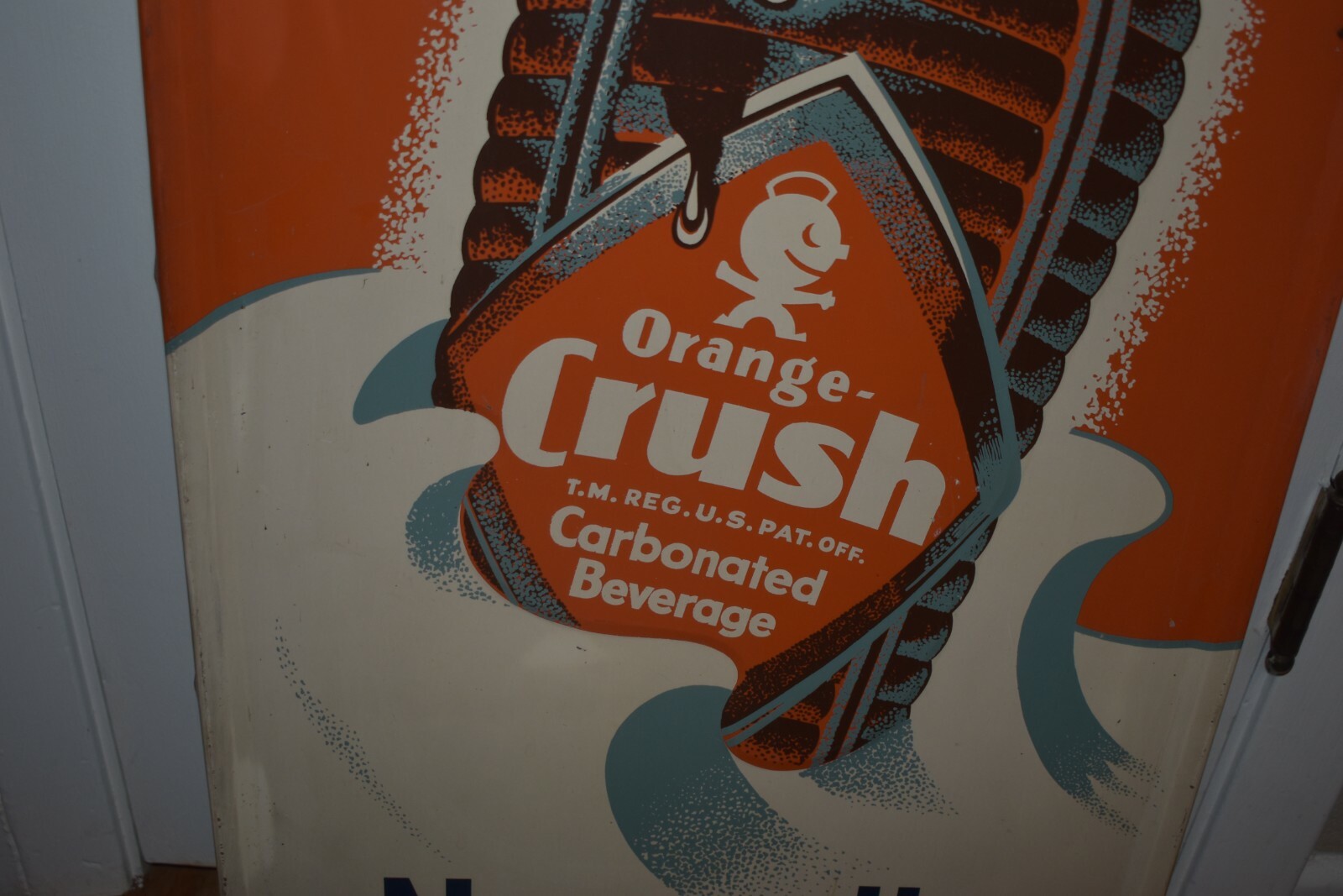 RARE Vintage DRINK ORANGE CRUSH SODA POP BOTTLE Metal ADVERTISING VERTICAL SIGN