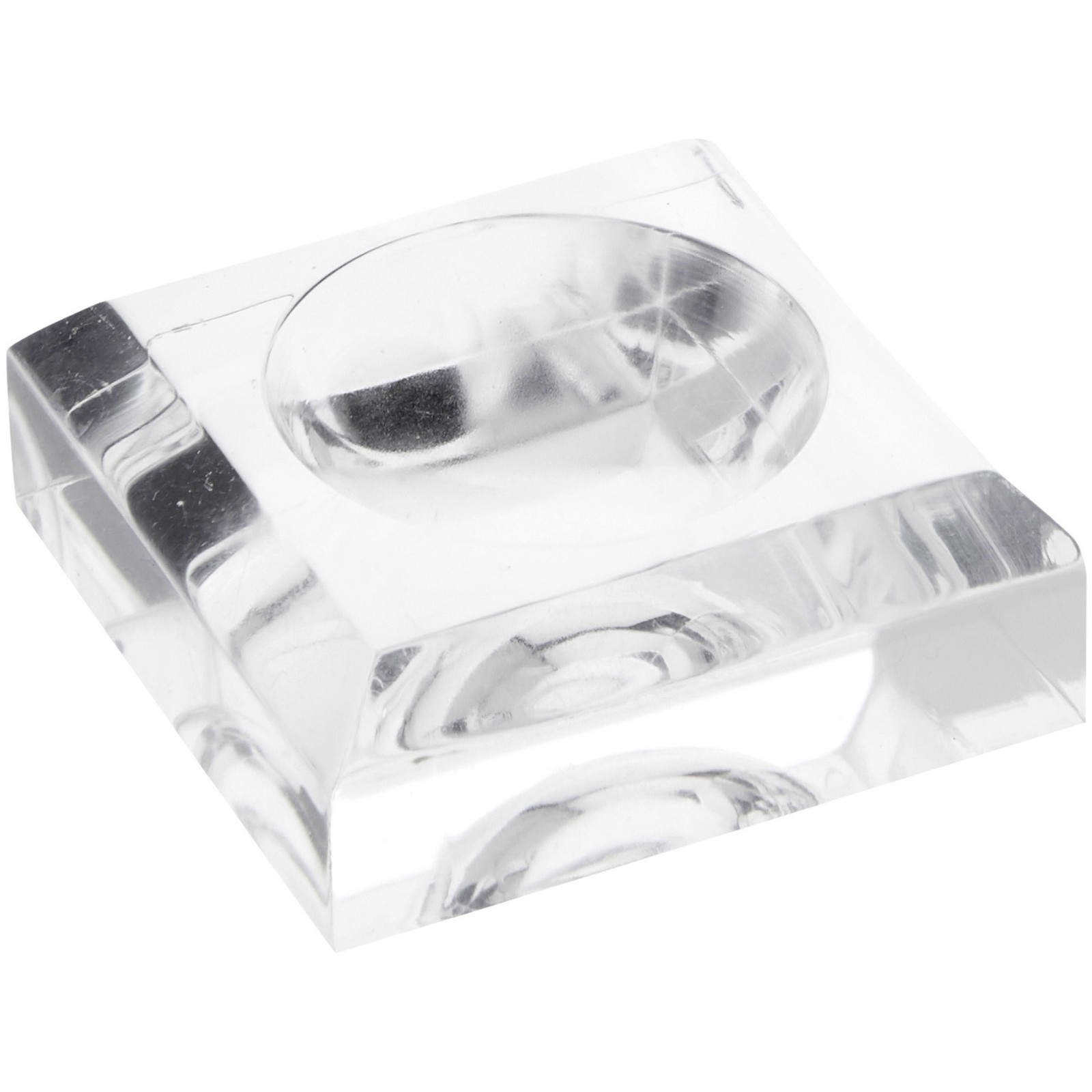 Plymor Clear Acrylic Square Base w/ 1.5" Indented Circle for Sphere, 2" x 0.75"
