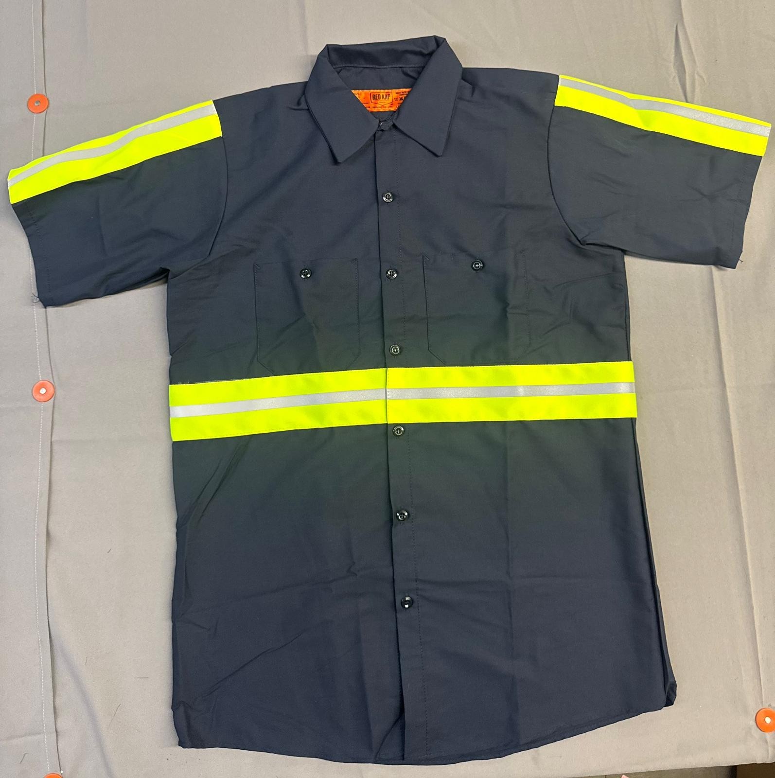 Red Kap Men's Enhanced Visibility Industrial Work Shirt Navy
