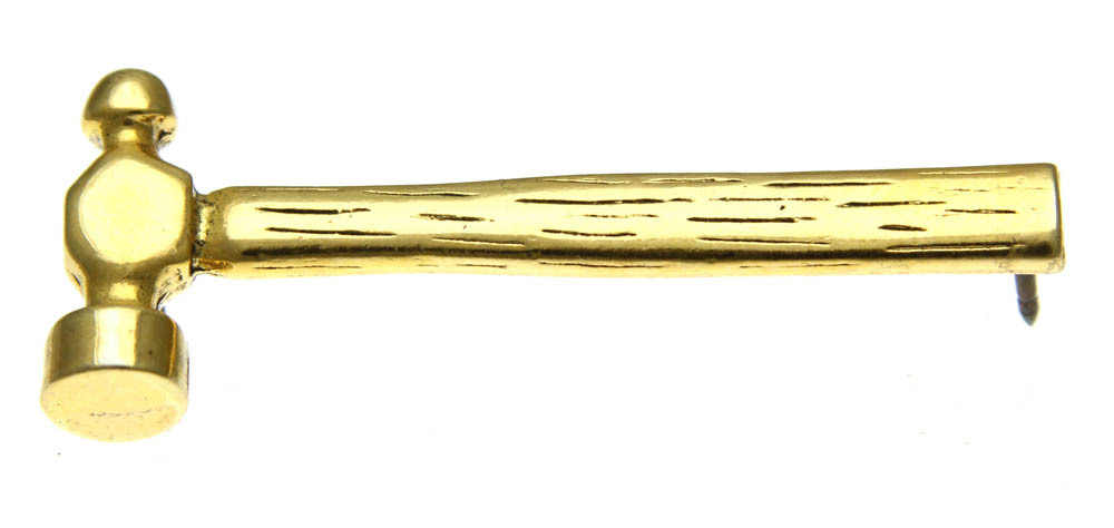Ball Pin Hammer Biker Pin Gold Plated - Motorcycle Club Pins