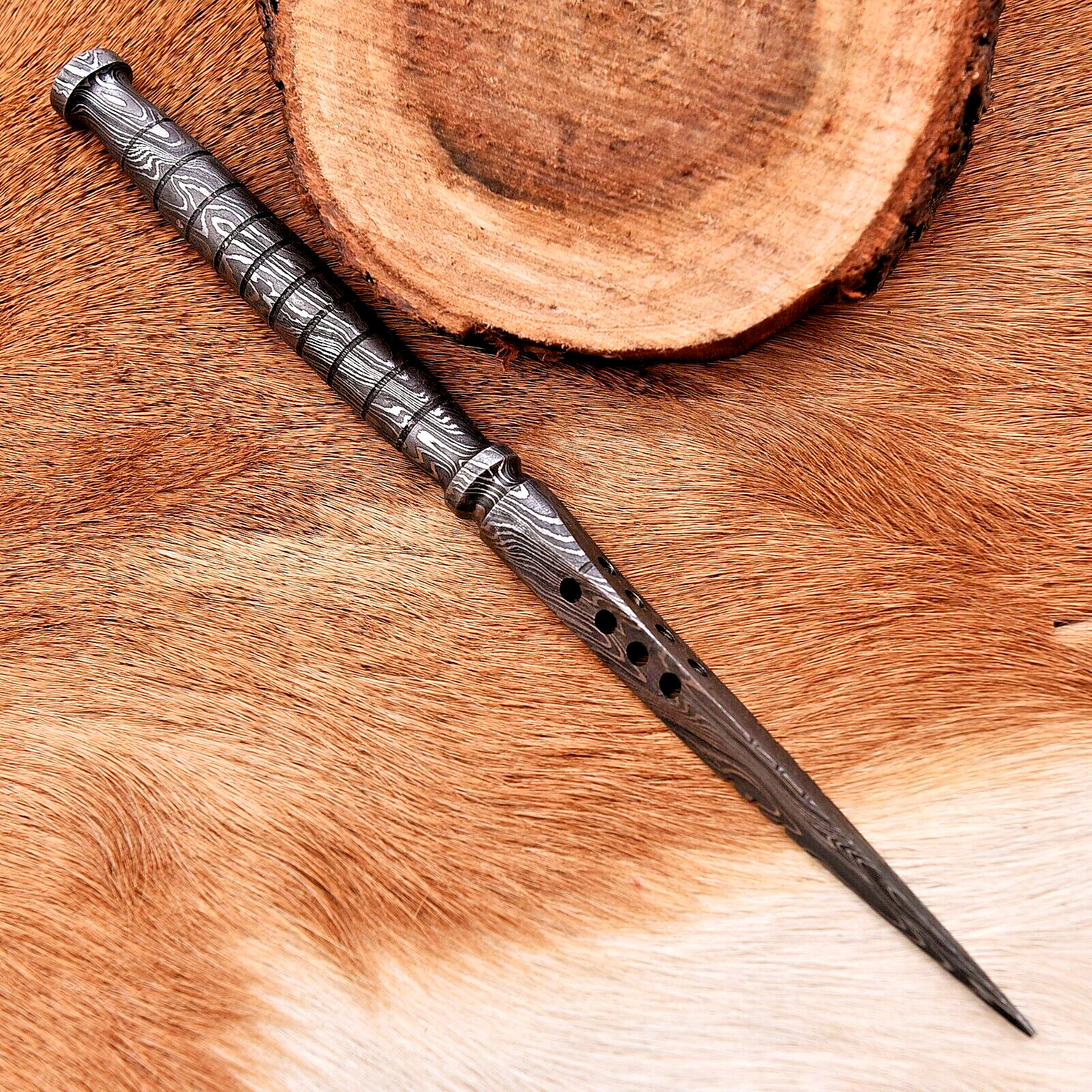 Custom Made Hand Forged Damascus Steel Kris Blade Tri Edged Dagger Knife 2427