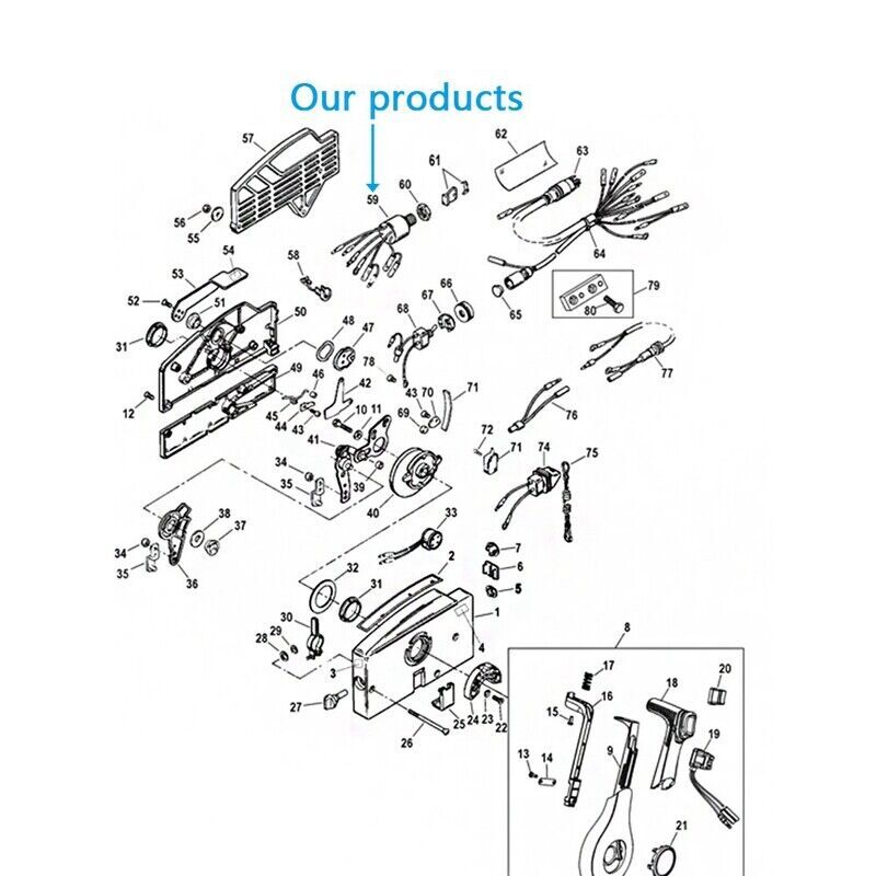 Ignition Switch w/Keys for Mercury Outboard Push to Choke 87-17009A5 A2 6-Wire