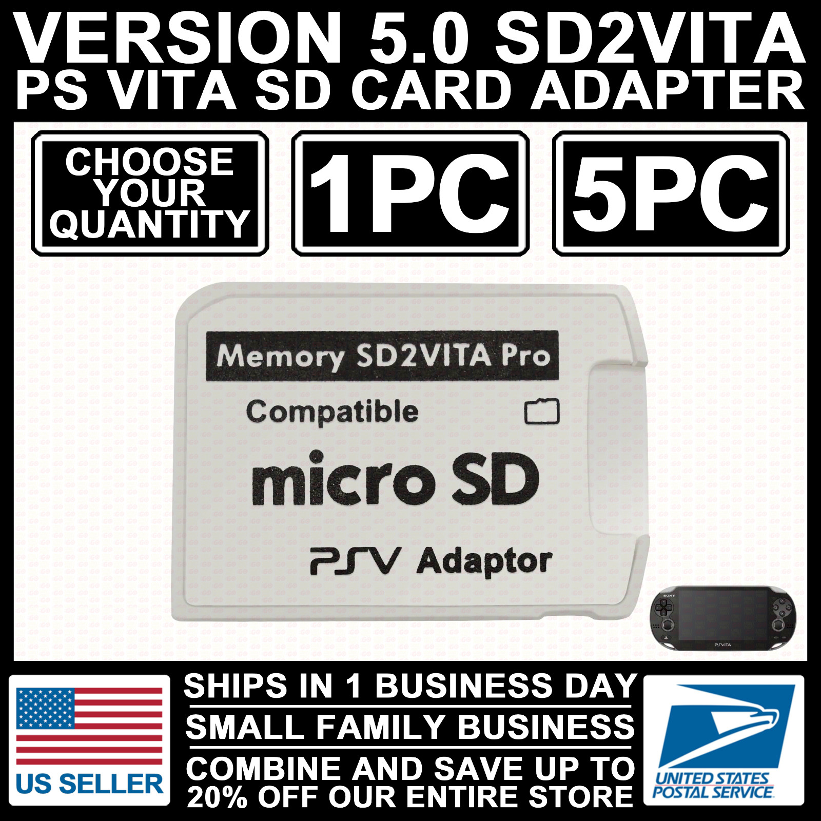 V5.0 SD2VITA Micro SD to Vita Memory Card Pro Adapter For PS PSV 1000/2000 V 5.0