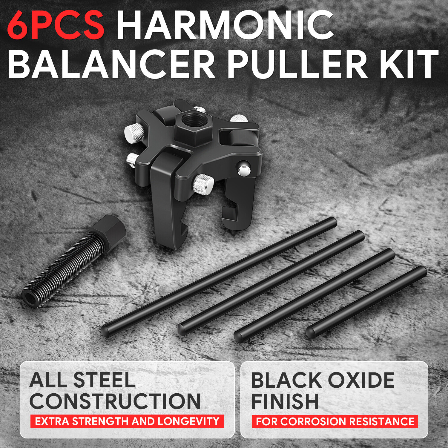 For Chrysler GM MIT OLD 6Pcs Harmonic Balancer Pulley Puller Set w/ Red Case