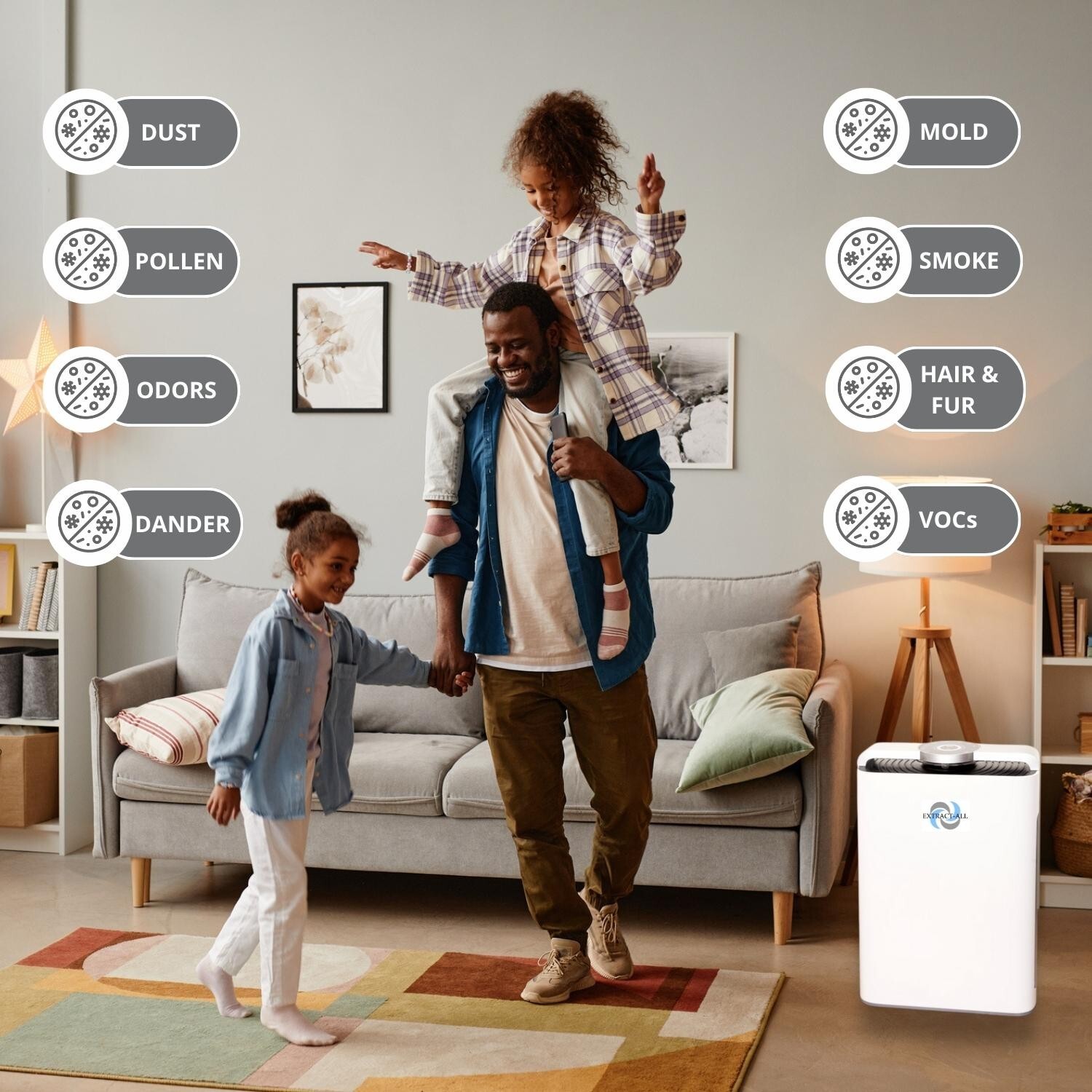 Extract-All® Model AMB1 7-Stage Portable Air Purifier and Humidifier. 1250 sq.Rm