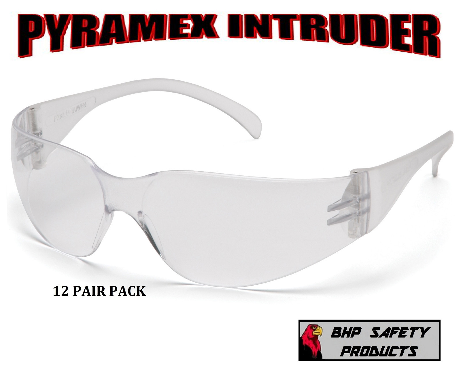 Pyramex Intruder S4110S CLEAR Safety Glasses Work Eyewear - 12 Pair/1Dozen