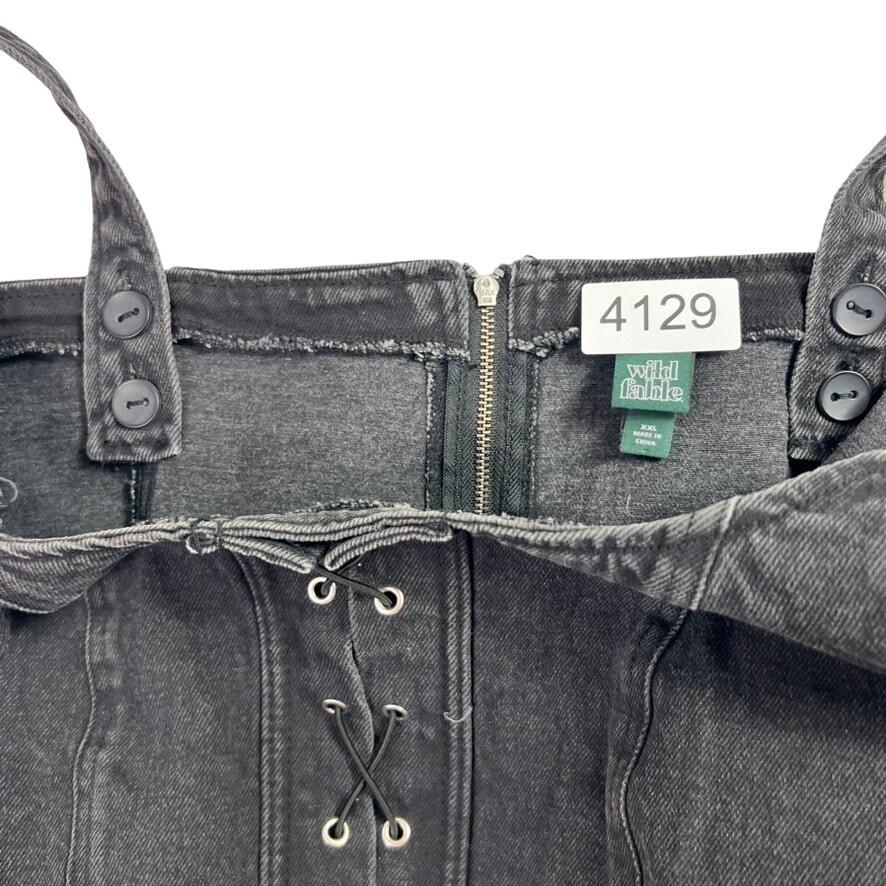 Wild Fable Women's Size XXL Black Wash Lace Front Denim Corset Tank Top