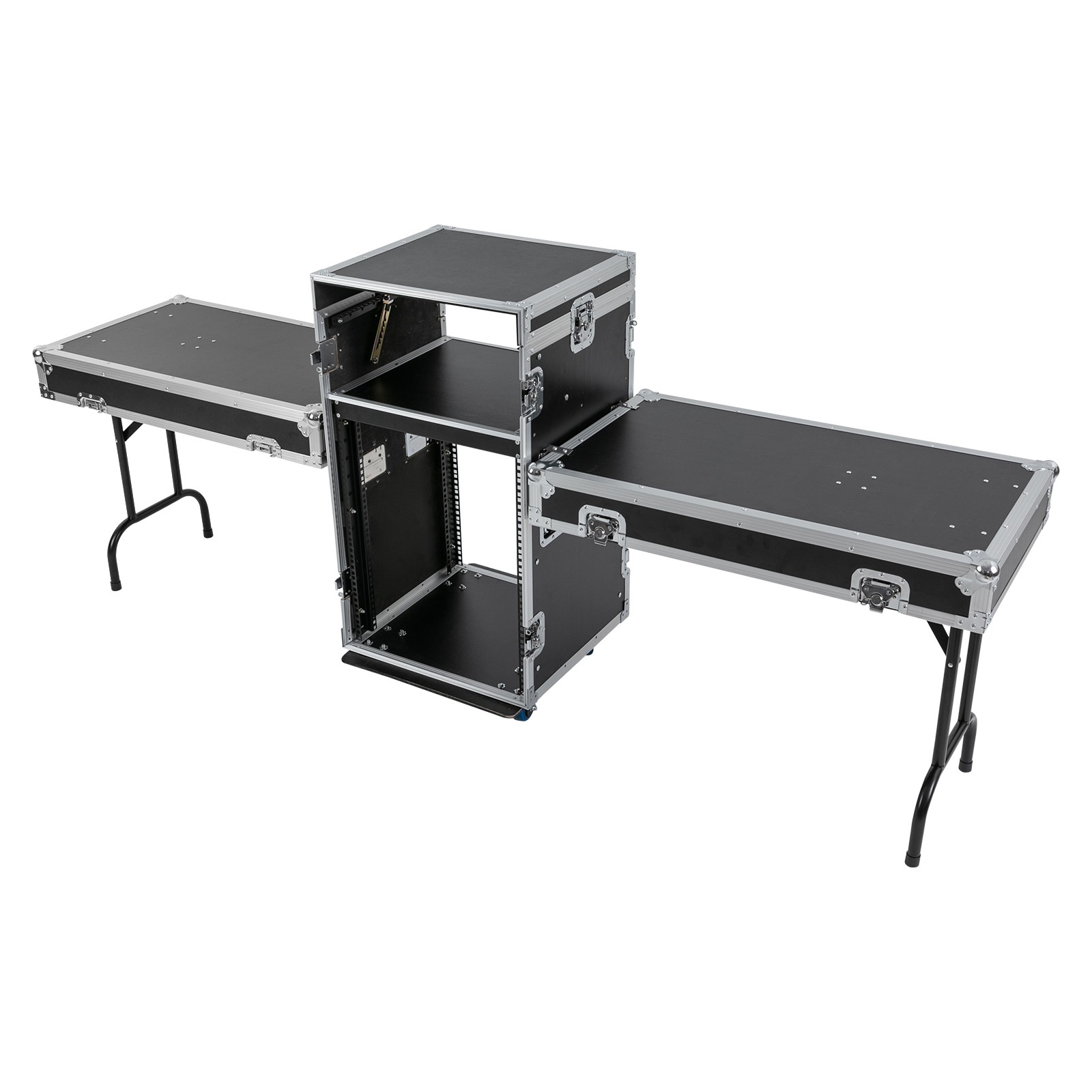 14U PA DJ Rack / Road Case Slant Mixer Top Rack with 2* DJ Table Tops 661.39lbs