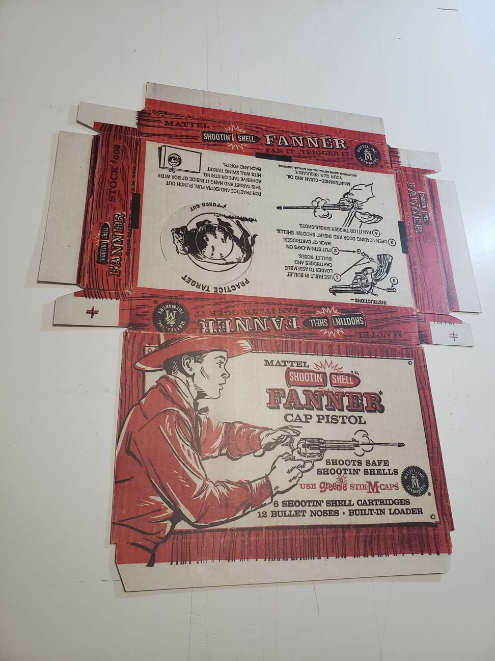 Mattel Shootin Shell Fanner Gun Pistol Empty Box Only 1958 Type Read