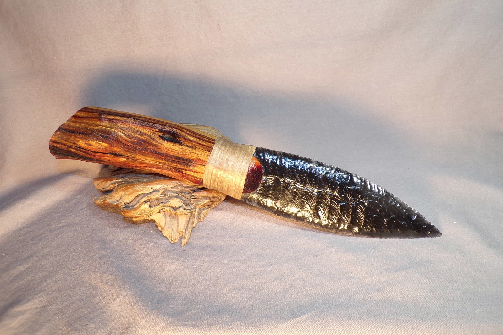 Large Ribbon Obsidian Paleo Dagger Knife Manzanita Handle Flint Knapping