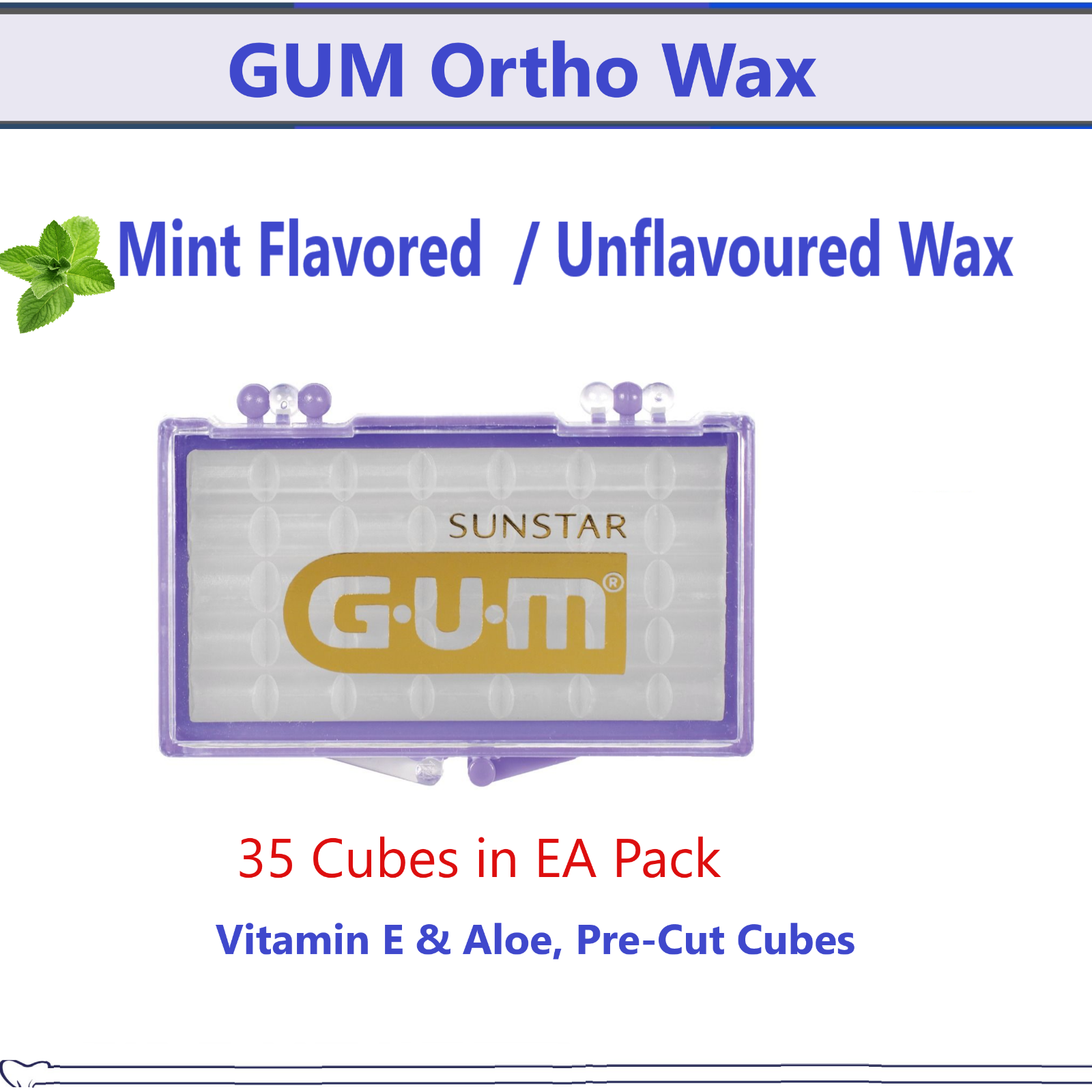 Dental Orthodontic Ortho Wax Mint Original Scent For Braces Sunstar Gum, USA