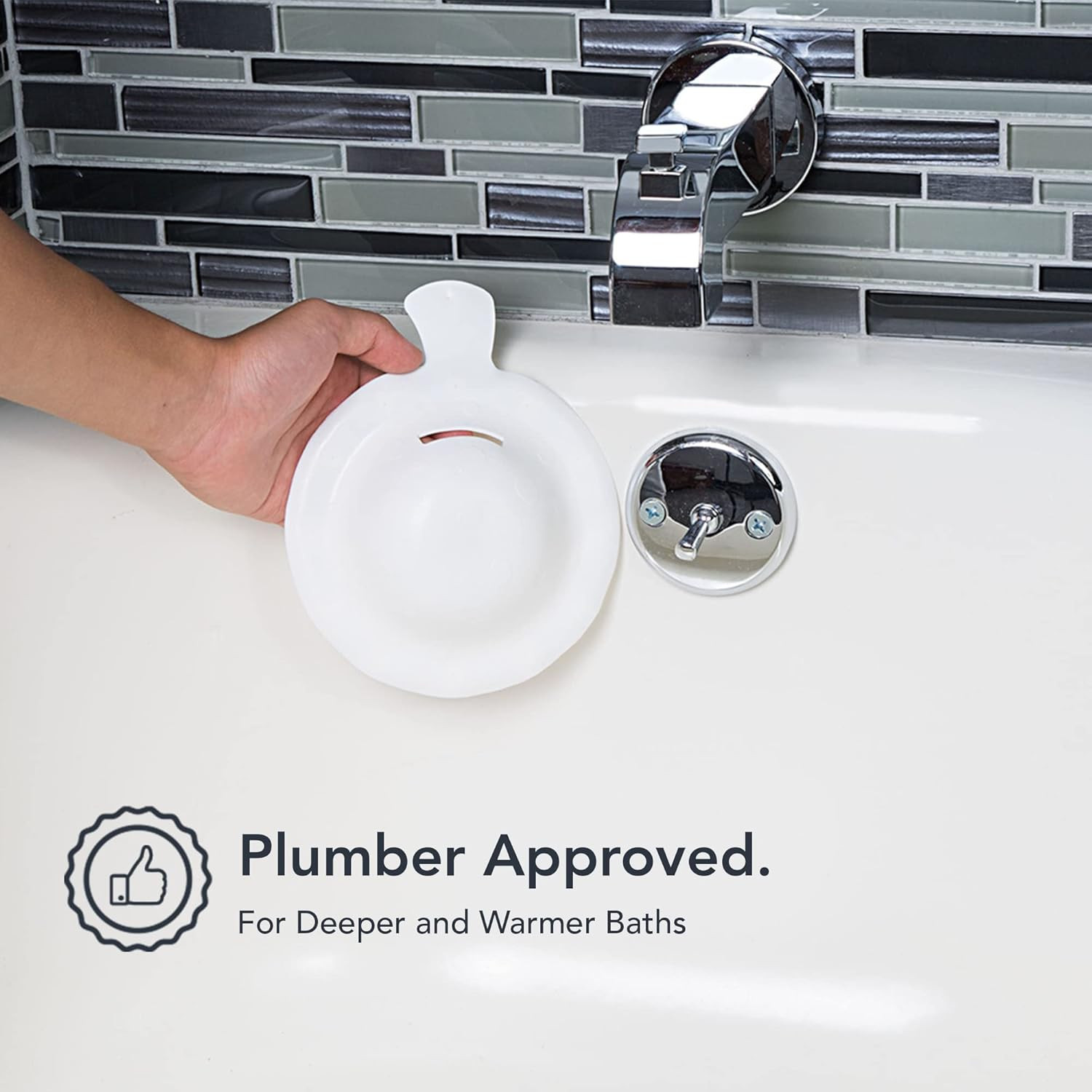 BTHSH620 Overflow Drain Cover for Fuller and Warmer Baths, White