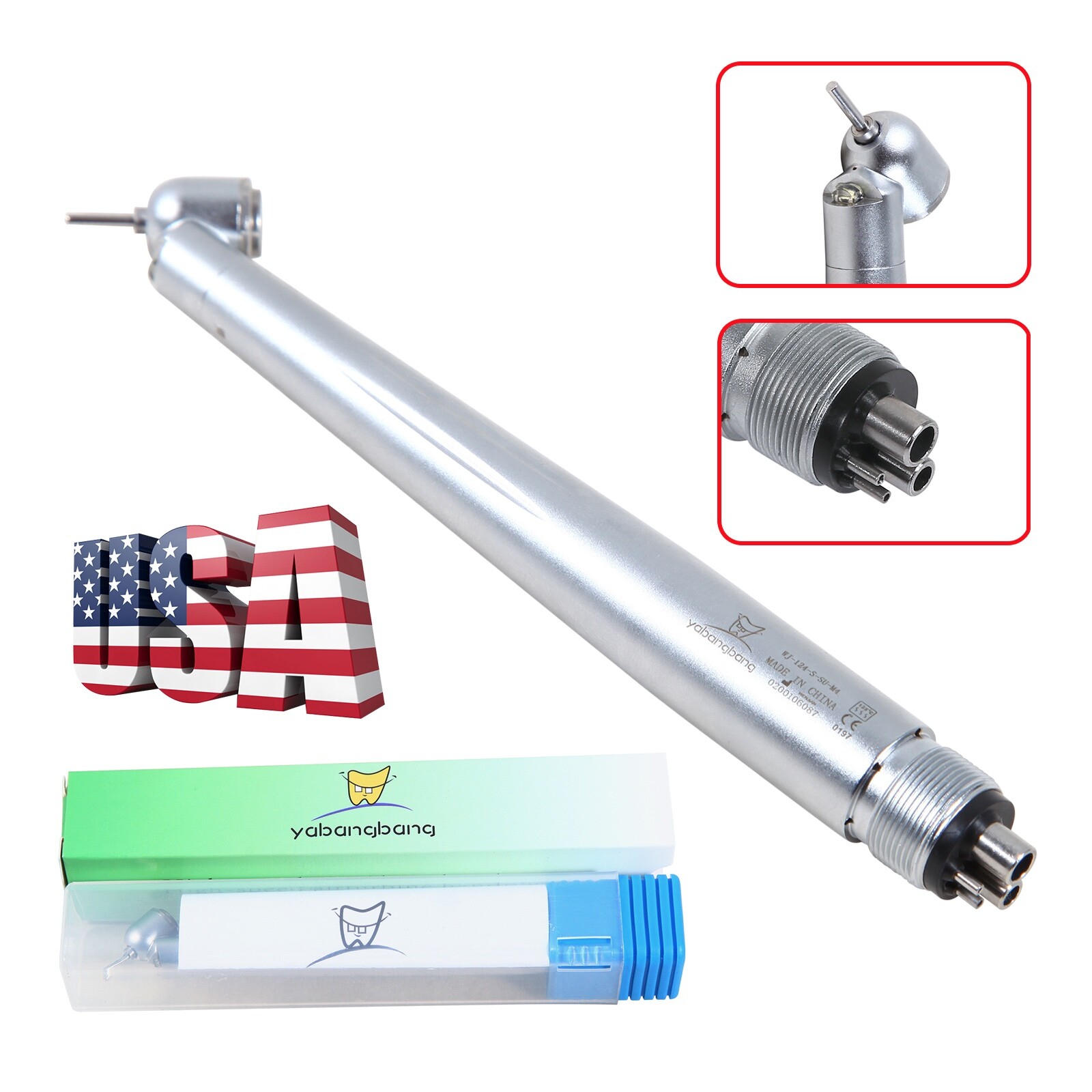 NSK Style Dental LED 45° Degree Surgical High Speed Handpiece Push Button 4 Hole