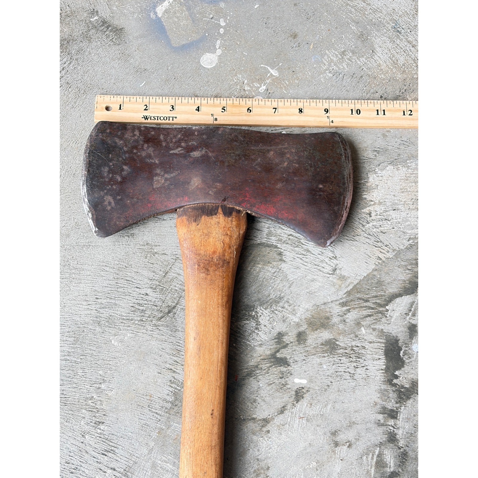 Vintage Double Bit Axe Head on Handle 1940s-60s Logging Tool Needs Re-Wedge