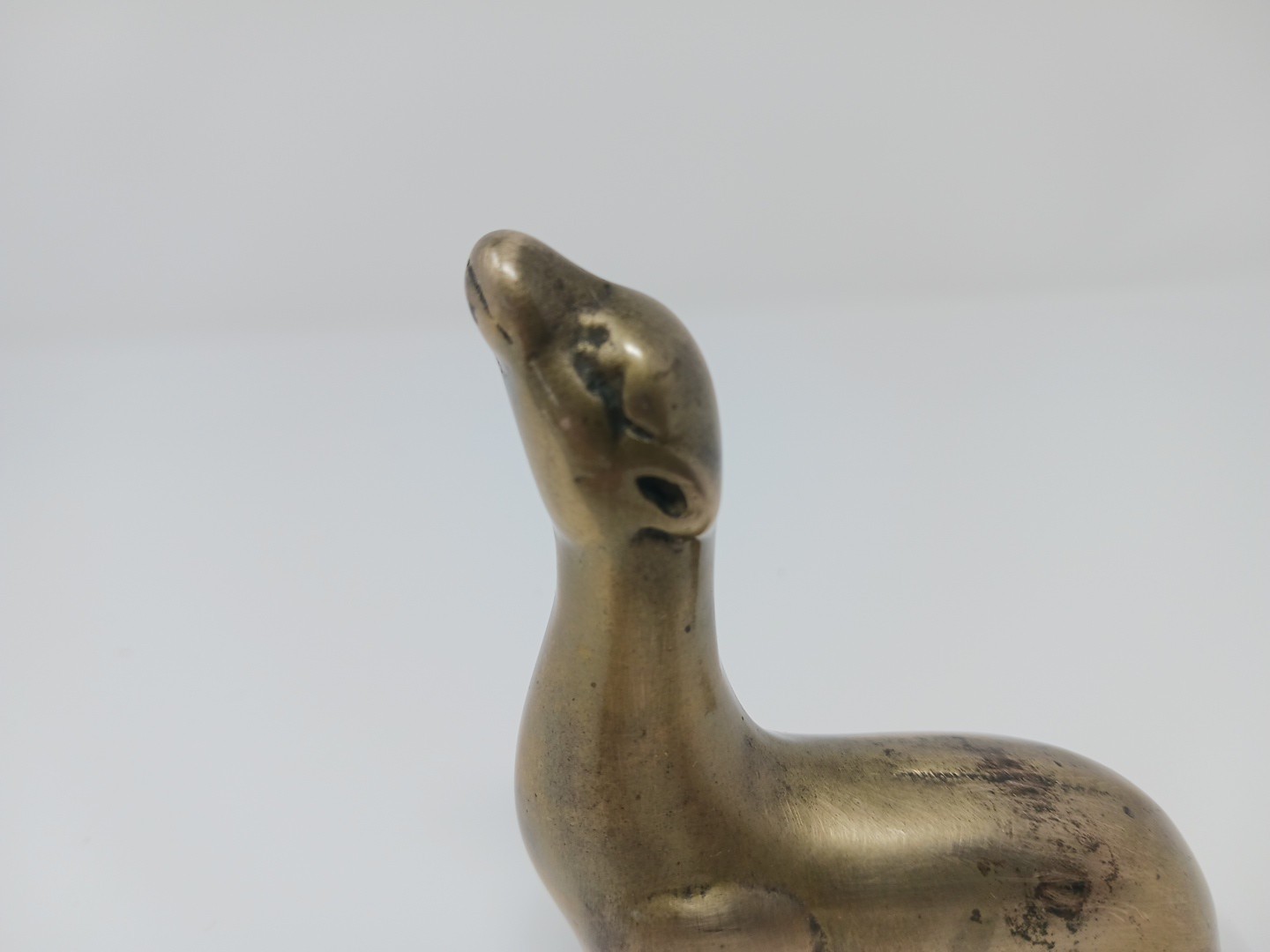 Vintage Seal / Sea Lion Solid Brass Statue Figurine Paperweight 3” Tall MCM