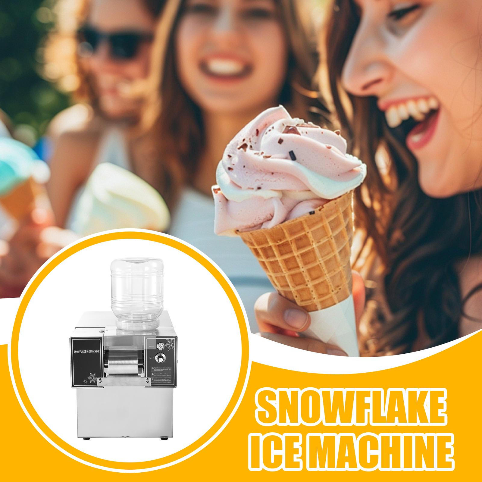 Commercial Snowflake Ice Machine, Snow Cone Machine, Ice Shaver Slush Maker