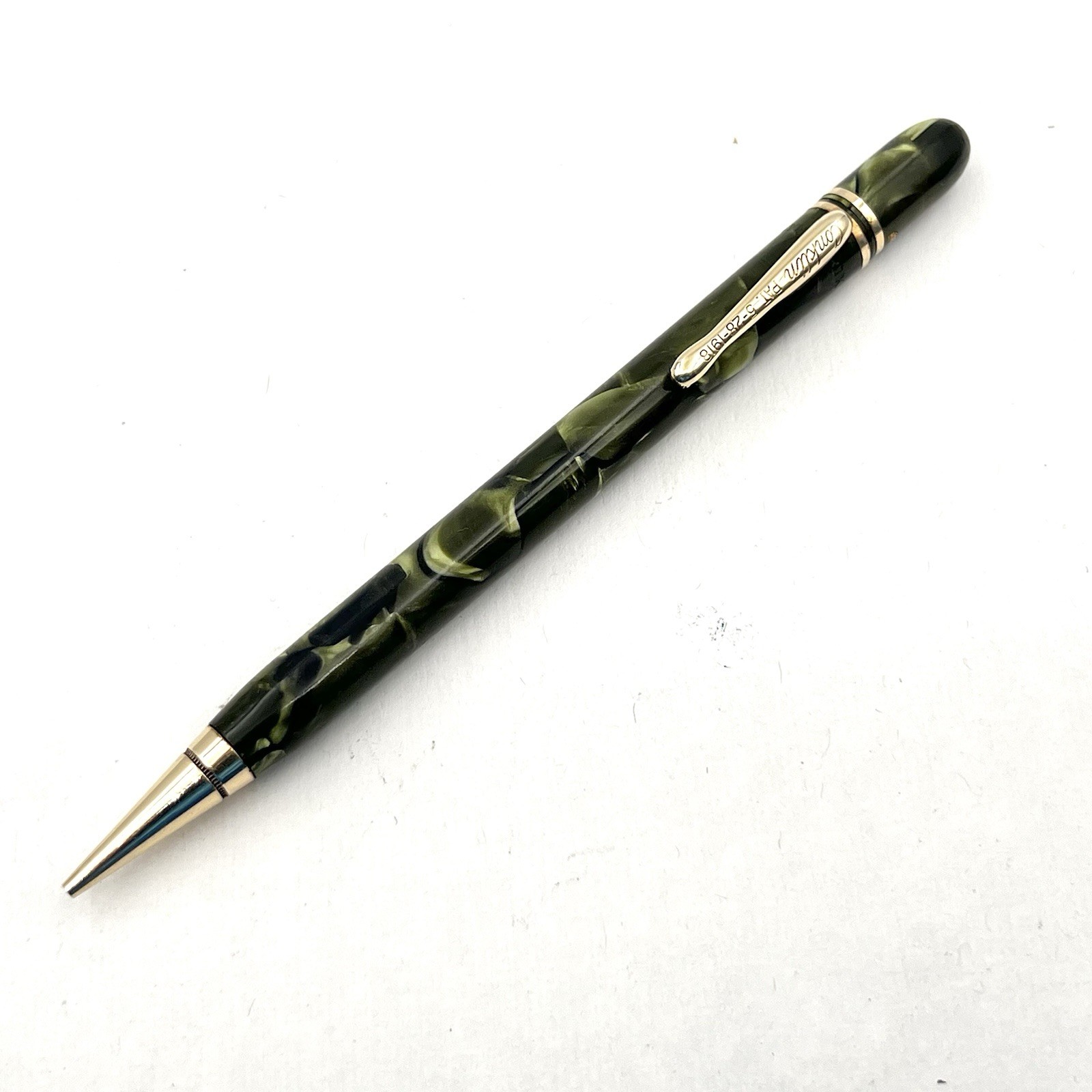 VTG Conklin Symetrik Green Marble Gold Trim 5-1/8" Twist Pencil