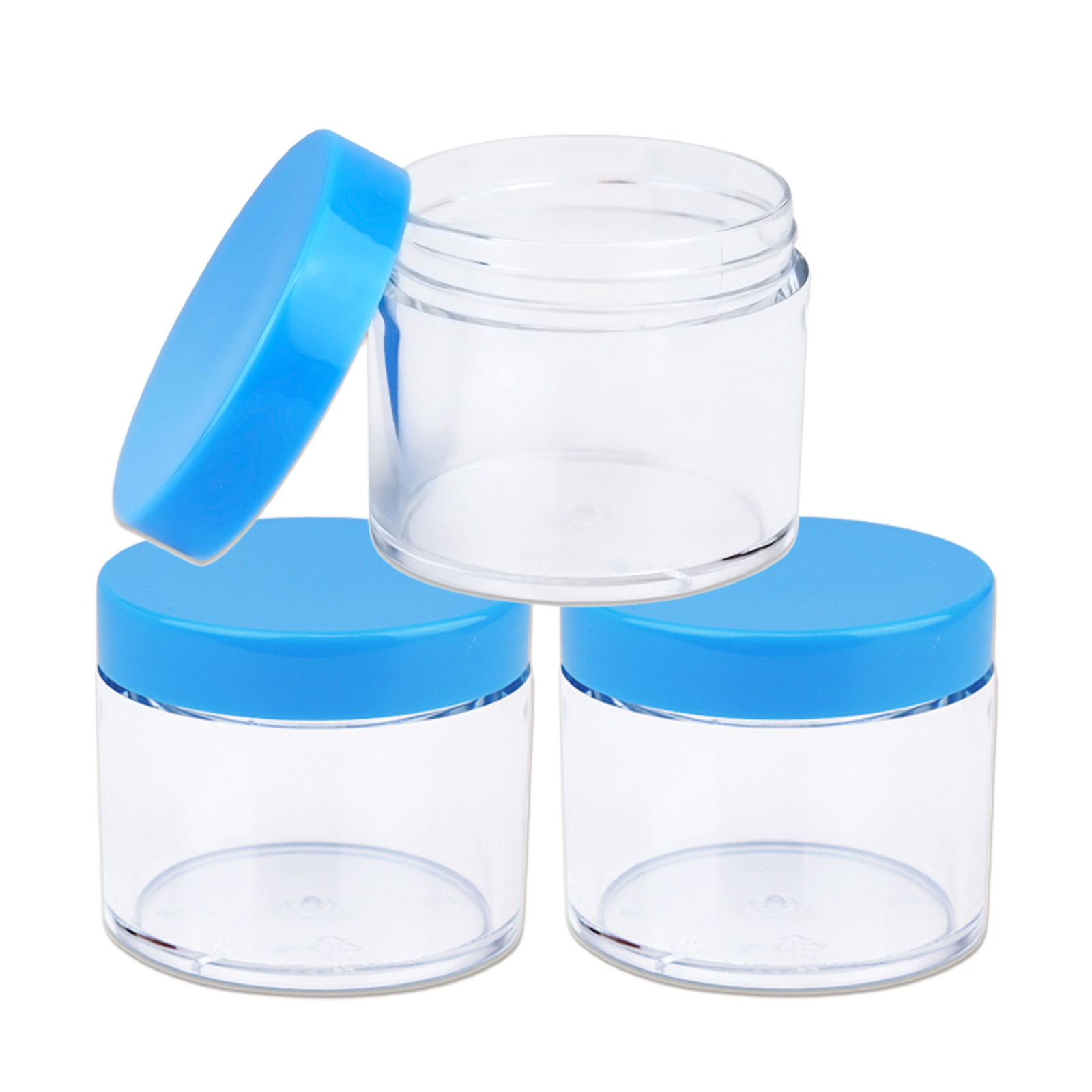 3 Pieces 2Oz/60g/60ml HQ Acrylic Leak Proof Clear Container Jars w/Blue Lid