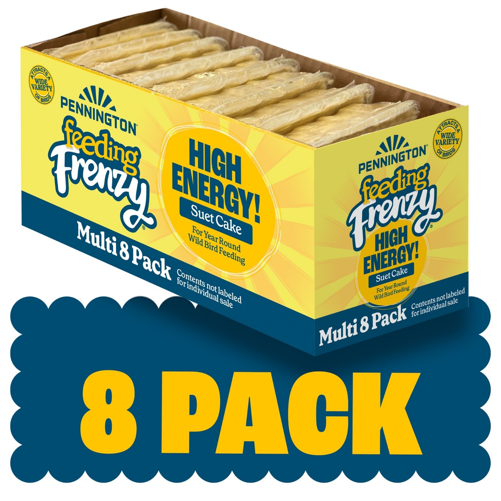 High Energy Suet Cake for Wild Birds Year-Round Feeding 8 Pack of 11.75 oz Cakes