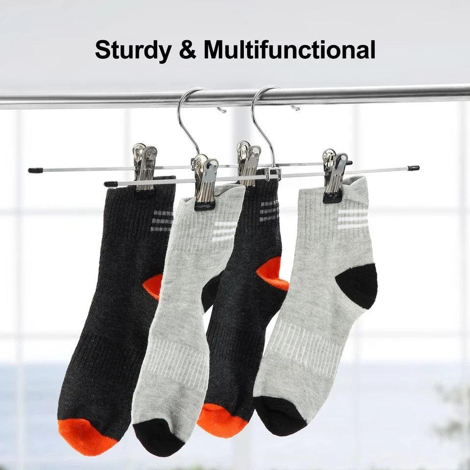 Pants Hangers with Clips Heavy Duty 10 Pack Adjustable Metal Pants Hanger Skirt