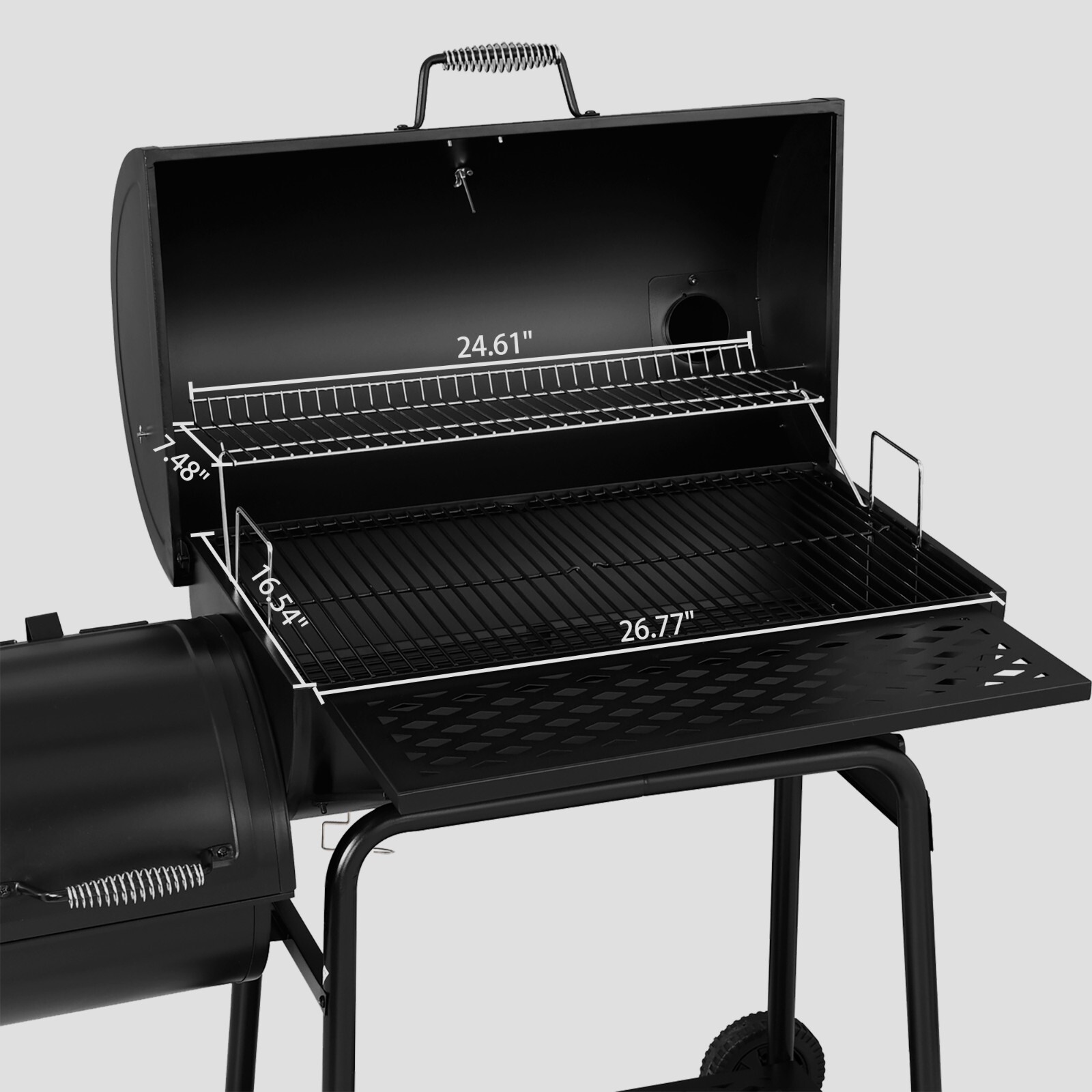 Royal Gourmet 811 Square Inches Barrel Charcoal Grill with Offset Smoker, Black
