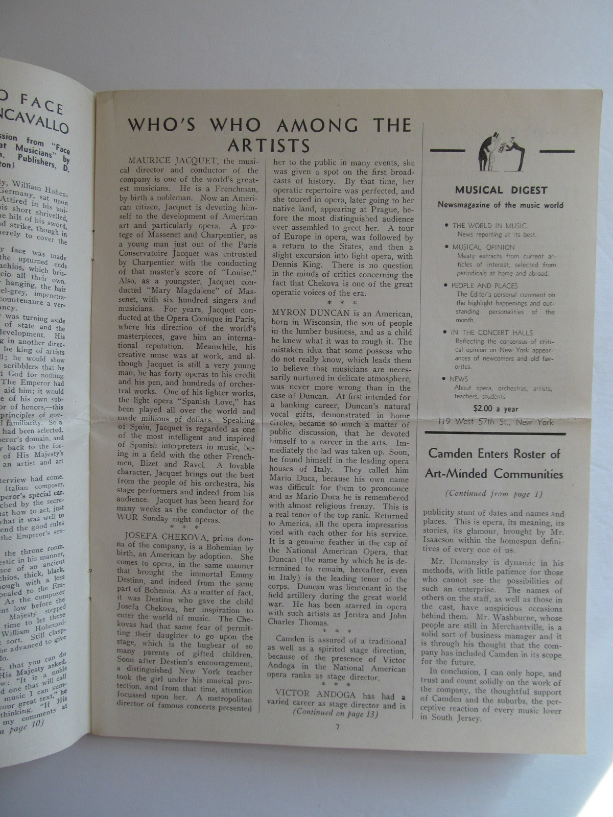 National American Opera Co. - Program - Camden NJ - 1934 - Cav/Pag