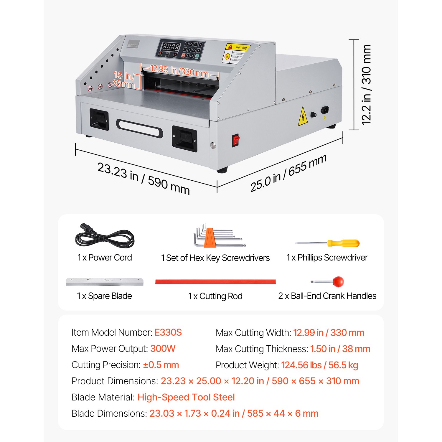 Electric Paper Cutter 300W Guillotine Trimmer Cutter Machine with Casters