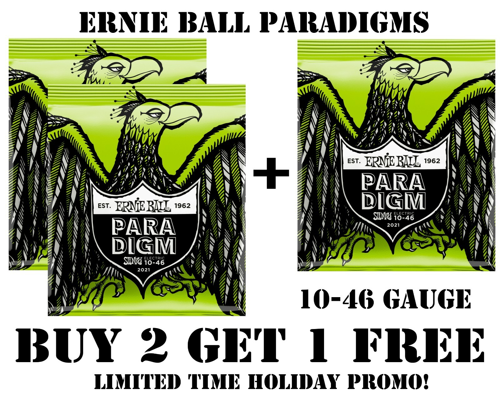 3 SETS ERNIE BALL PARADIGM 2021 REGULAR SLINKY ELECTRIC GUITAR STRINGS (10-46)