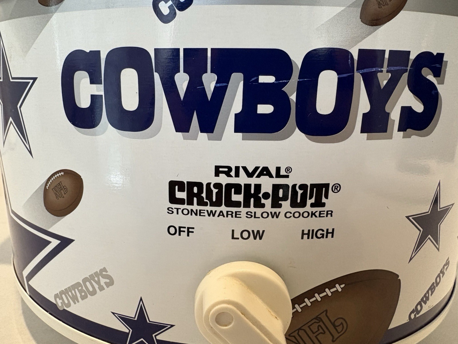 VINTAGE Rival Dallas Cowboys Slow Cooker Crockpot Stoneware 4qt