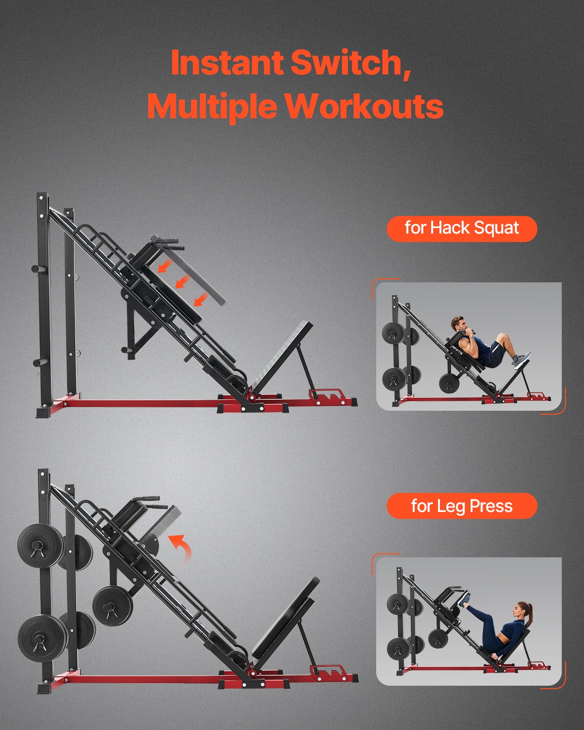 Leg Press Hack Squat Combo Machine Adjustable Lower Body Special for Home Gym