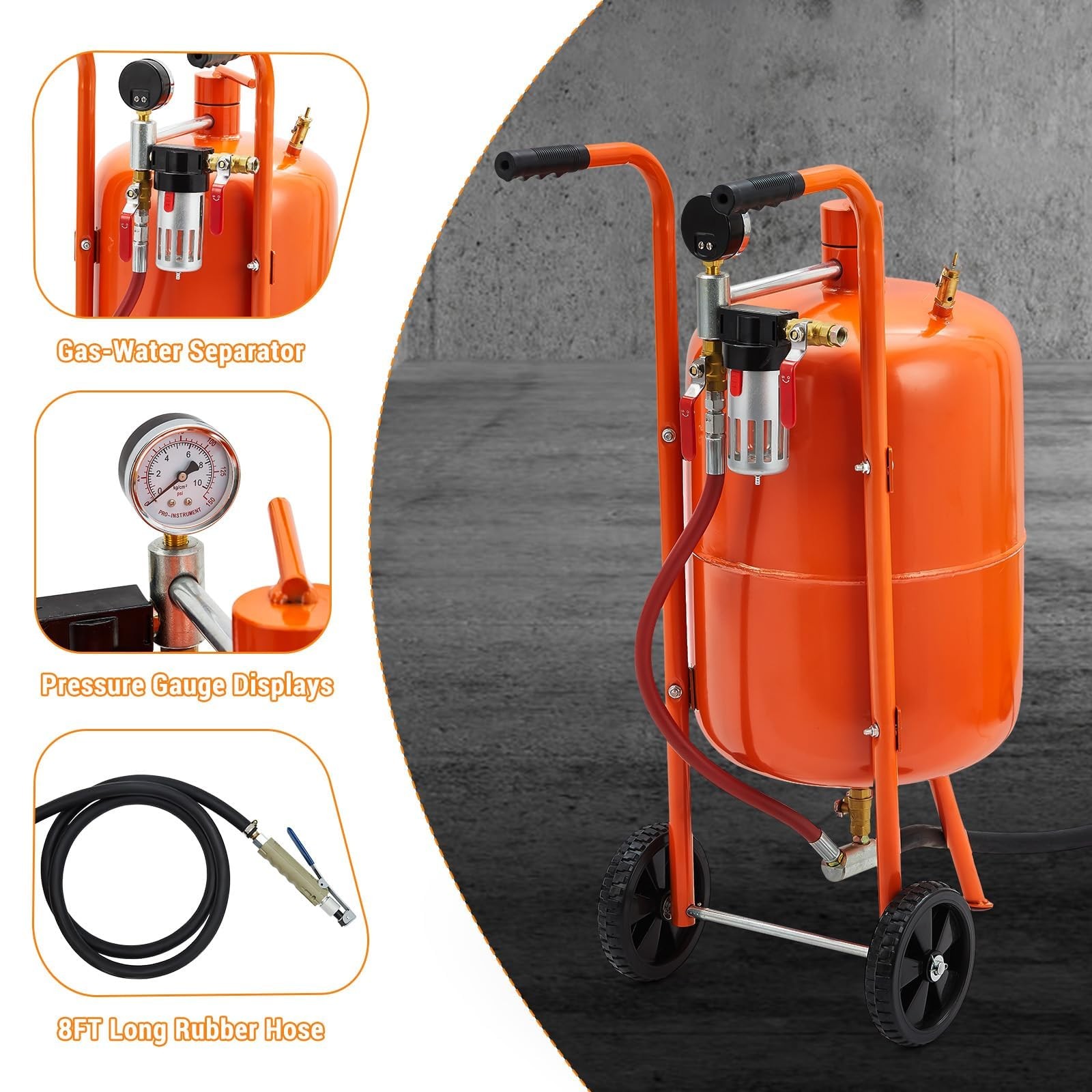 10Gallon Sandblaster 125PSI Pressure Air Sand Blasting Portable Abrasive Blaster