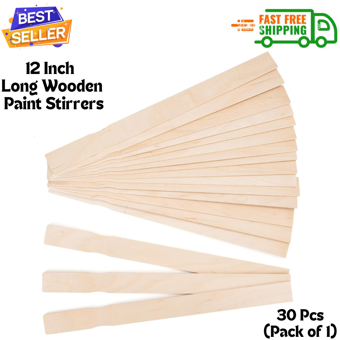 30 Pieces Paint Stir Sticks, 12 Inch Long Wooden Paint Stirrers for Mixing Paint