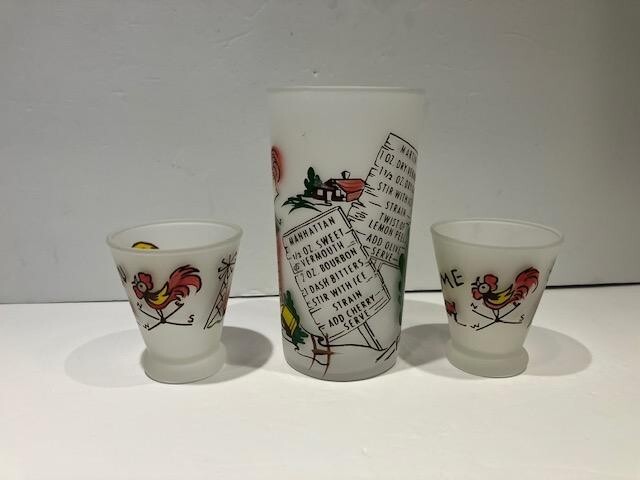 Vintage You Me Ours Farm Cocktail 3-piece Set - Vintage Barware 1960's