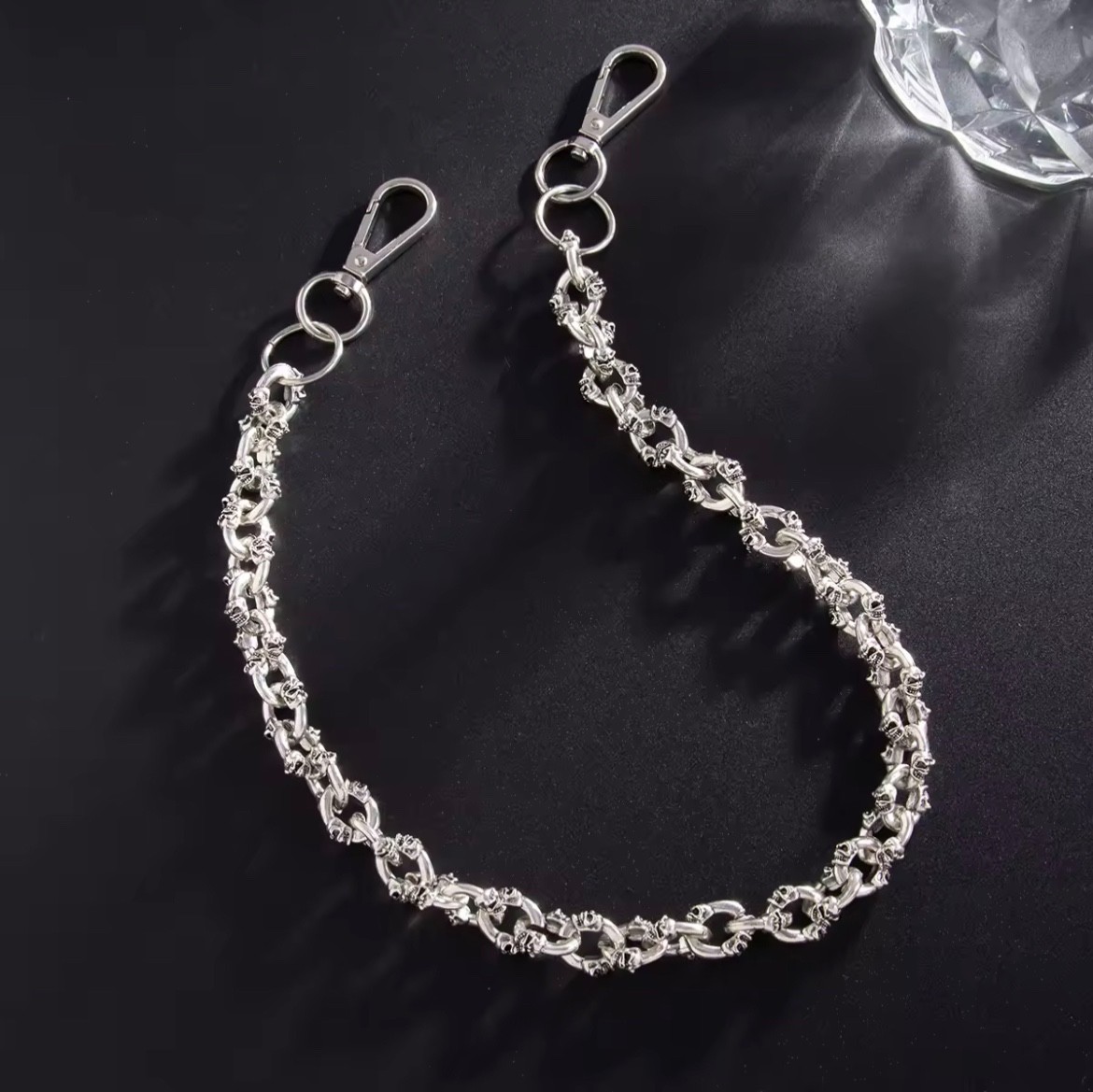 Heavy Skull Biker Wallet Chain – Stainless Steel Punk Gothic Rocker Key Jean