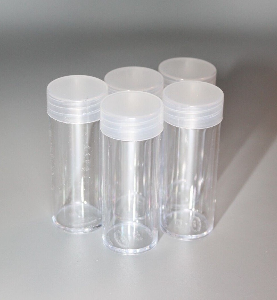 BCW Quarter Tubes - New - Lot of 5 - Screw-down Cap Clear - READY TO SHIP