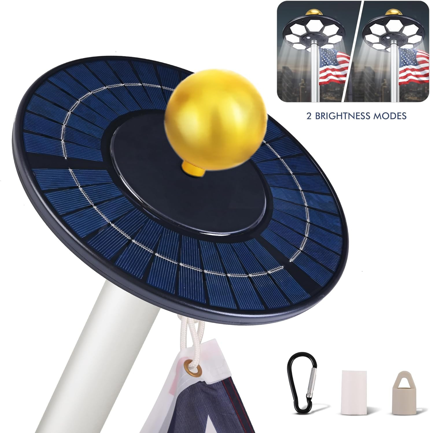 Solar Flagpole LED Light,Black 160 LED Ultra Bright Flag Pole Light for 15-25 Ft