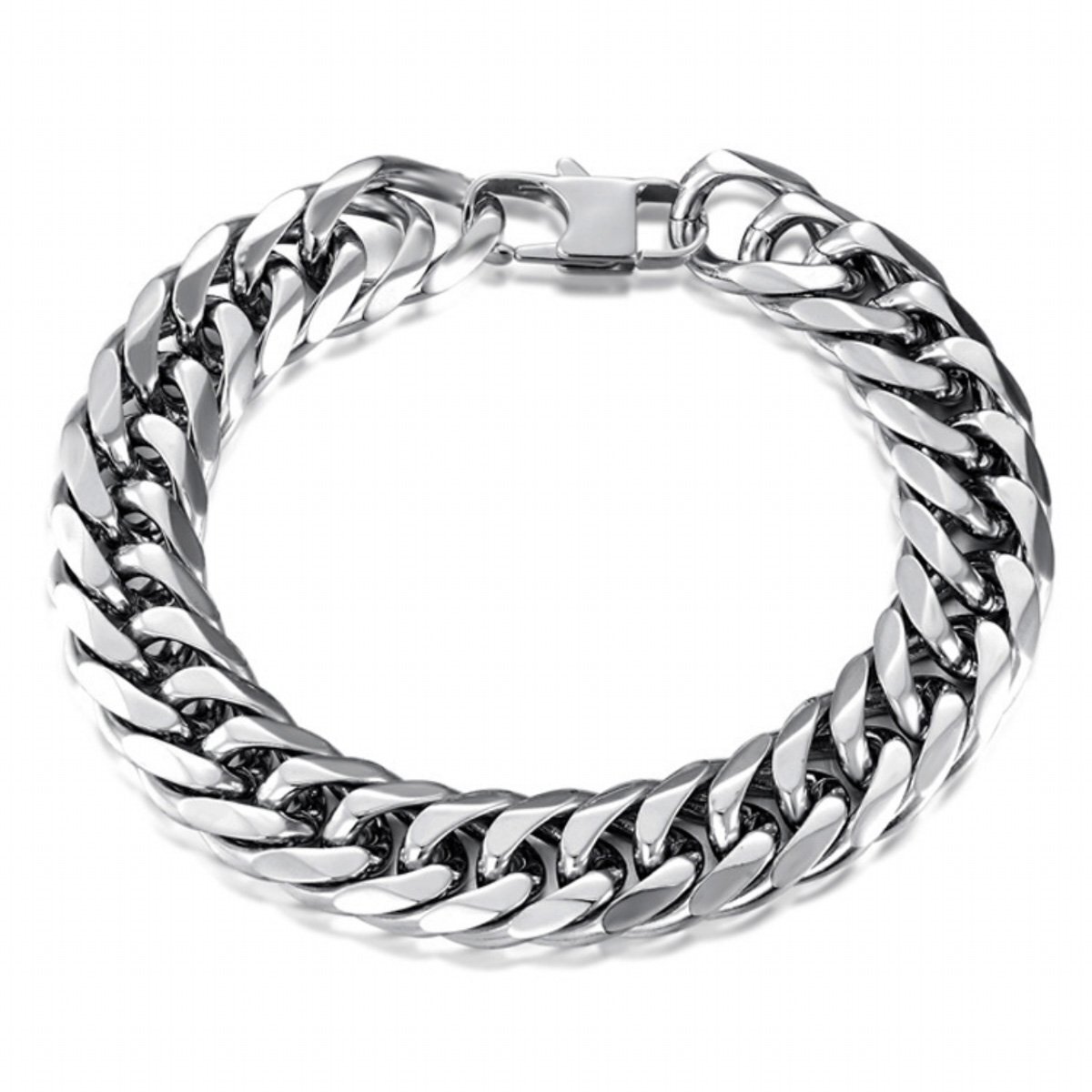 MENDEL Mens 10mm Stainless Steel Gold Plated Miami Cuban Link Bracelet 10K Men