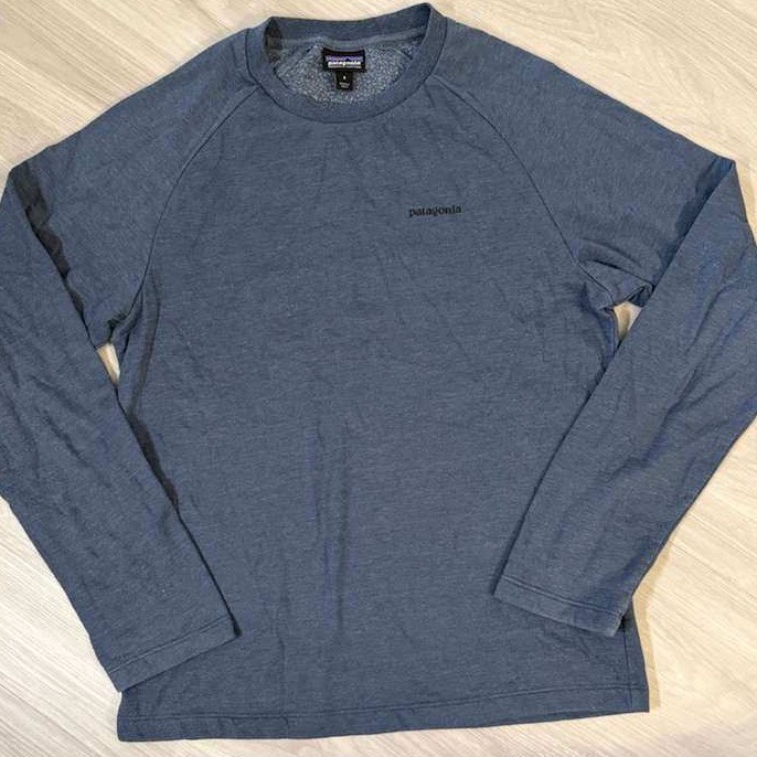 Patagonia Organic Cotton Long Sleeve Crewneck Pullover Shirt Men's Blue